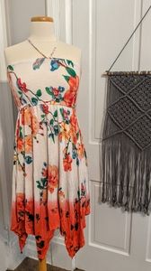 Floral White Orange Dress